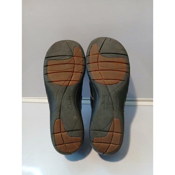 Clarks Unstructured Black Leather Slip On Mules Clogs Button size 9 - Picture 6 of 6